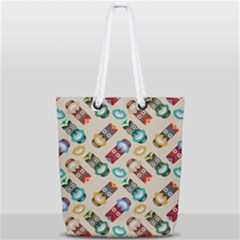 Ethnic Tribal Masks Full Print Rope Handle Tote (small) by tmsartbazaar
