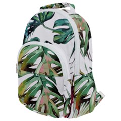 Watercolor Monstera Leaves Rounded Multi Pocket Backpack by goljakoff