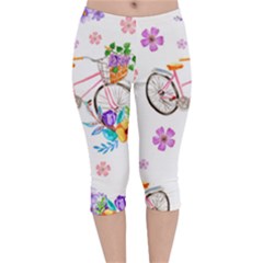 Cycle Ride Velvet Capri Leggings  by designsbymallika