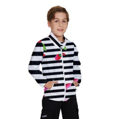 Black And White Stripes Kids  Windbreaker by designsbymallika