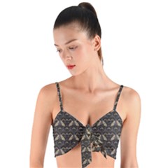 Moth Pattern Woven Tie Front Bralet by GretaBerlin