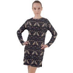 Moth Pattern Long Sleeve Hoodie Dress by GretaBerlin