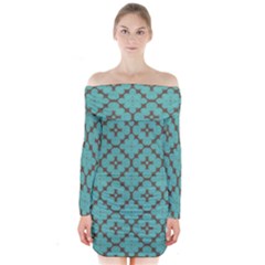Tiles Long Sleeve Off Shoulder Dress by Sobalvarro