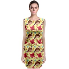 Cute Leaf Pattern Classic Sleeveless Midi Dress by designsbymallika