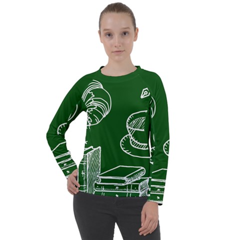 Books And Baked Goods Pattern Women s Long Sleeve Raglan Tee by DithersDesigns
