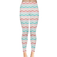 Aqua Coral Waves Leggings  by CuteKingdom