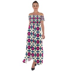 Geometric Off Shoulder Open Front Chiffon Dress by SychEva