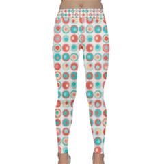 Aqua Coral Circles Classic Yoga Leggings by CuteKingdom