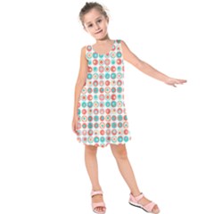 Aqua Coral Circles Kids  Sleeveless Dress by CuteKingdom