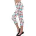 Aqua Coral Circles Lightweight Velour Capri Leggings  View3
