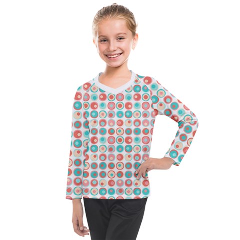 Aqua Coral Circles Kids  Long Mesh Tee by CuteKingdom