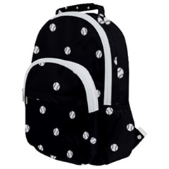 Black And White Baseball Motif Pattern Rounded Multi Pocket Backpack by dflcprintsclothing