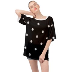 Black And White Baseball Motif Pattern Oversized Chiffon Top by dflcprintsclothing