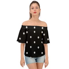 Black And White Baseball Motif Pattern Off Shoulder Short Sleeve Top by dflcprintsclothing