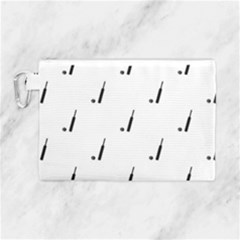 Black And White Cricket Sport Motif Print Pattern Canvas Cosmetic Bag (large) by dflcprintsclothing