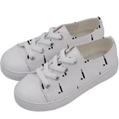 Black And White Cricket Sport Motif Print Pattern Kids  Low Top Canvas Sneakers by dflcprintsclothing