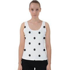 Black And White Baseball Print Pattern Velvet Tank Top by dflcprintsclothing