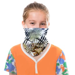 Blue And Yellow Tropical Leaves Face Covering Bandana (kids) by goljakoff