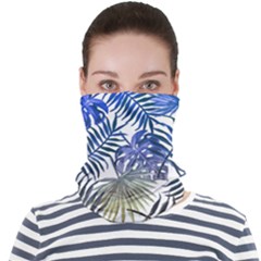 Blue And Yellow Tropical Leaves Face Seamless Bandana (adult) by goljakoff