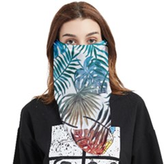 Blue Tropical Leaves Face Covering Bandana (triangle) by goljakoff