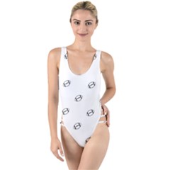 American Football Ball Motif Print Pattern High Leg Strappy Swimsuit by dflcprintsclothing