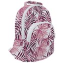Pink leaves Rounded Multi Pocket Backpack View2