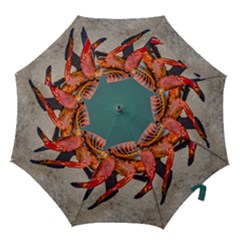 Colored Crab, Galapagos Island, Ecuador Hook Handle Umbrellas (small) by dflcprintsclothing