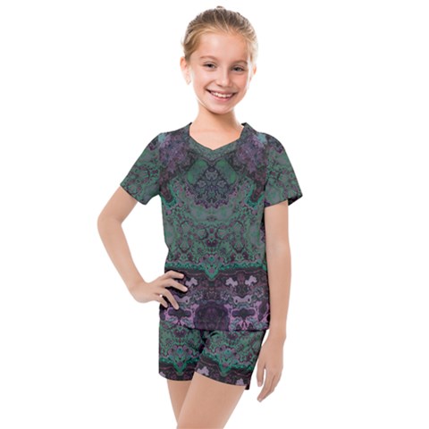 Mandala Corset Kids  Mesh Tee And Shorts Set by MRNStudios