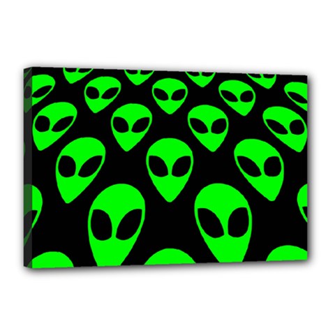 We Are Watching You! Aliens Pattern, Ufo, Faces Canvas 18  X 12  (stretched) by Casemiro