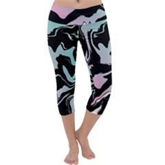 Painted Lines Capri Yoga Leggings by designsbymallika