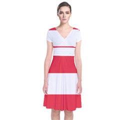 Flag Of Austria Short Sleeve Front Wrap Dress by FlagGallery
