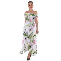 Summer Flowers Off Shoulder Open Front Chiffon Dress by goljakoff