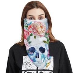 Skull And Flowers Face Covering Bandana (triangle) by goljakoff