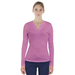 Amaranth Pink & Black - V-neck Long Sleeve Top by FashionLane
