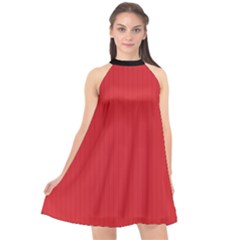 Amaranth Red & Black - Halter Neckline Chiffon Dress  by FashionLane