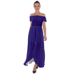 Berry Blue & White - Off Shoulder Open Front Chiffon Dress by FashionLane