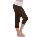 Brunette Brown & White -  Lightweight Velour Capri Yoga Leggings View3
