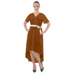 Rusty Orange & White - Front Wrap High Low Dress by FashionLane