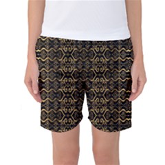 Luxury Golden Oriental Ornate Pattern Women s Basketball Shorts by dflcprintsclothing