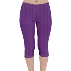 Eminence Purple & White - Velvet Capri Leggings  by FashionLane