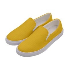 Dandelion Yellow & White - Women s Canvas Slip Ons by FashionLane
