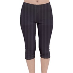 Onyx Black & White - Velvet Capri Leggings  by FashionLane