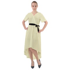 Creamy Yellow & Black - Front Wrap High Low Dress by FashionLane