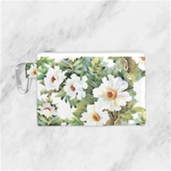 White Flowers Canvas Cosmetic Bag (small) by goljakoff