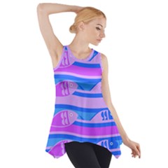 Fish Texture Blue Violet Module Side Drop Tank Tunic by HermanTelo