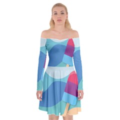 Ice Summer Beach Sea Dessert Off Shoulder Skater Dress by HermanTelo