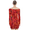 Colorful Strawberries At Market Display 1 Long Sleeve Off Shoulder Dress View2