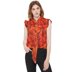 Colorful Strawberries At Market Display 1 Frill Detail Shirt by dflcprintsclothing