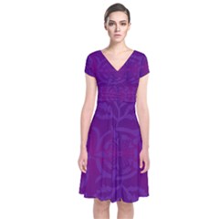 Cloister Advent Purple Short Sleeve Front Wrap Dress by HermanTelo