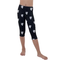 Man Head Caricature Drawing Pattern Kids  Lightweight Velour Capri Leggings  by dflcprintsclothing